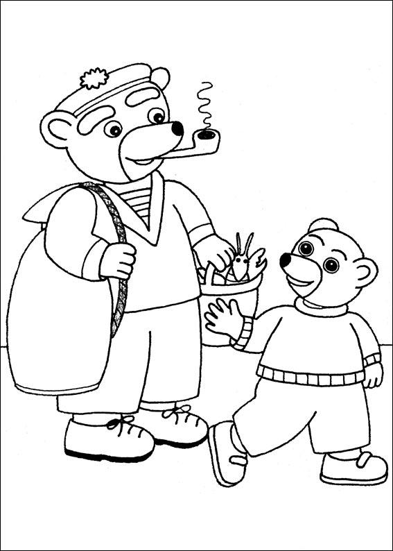 coloriage petit ours brun et papa ours reviennent de la peche